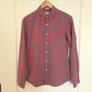 J. Crew Slim Untucked Organic Cotton Check Plaid Button Down Red Blue Size S